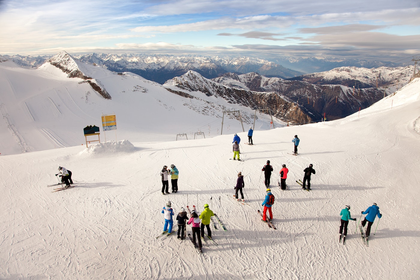 Skiers on slope at Hintertux Glacier, Austria
