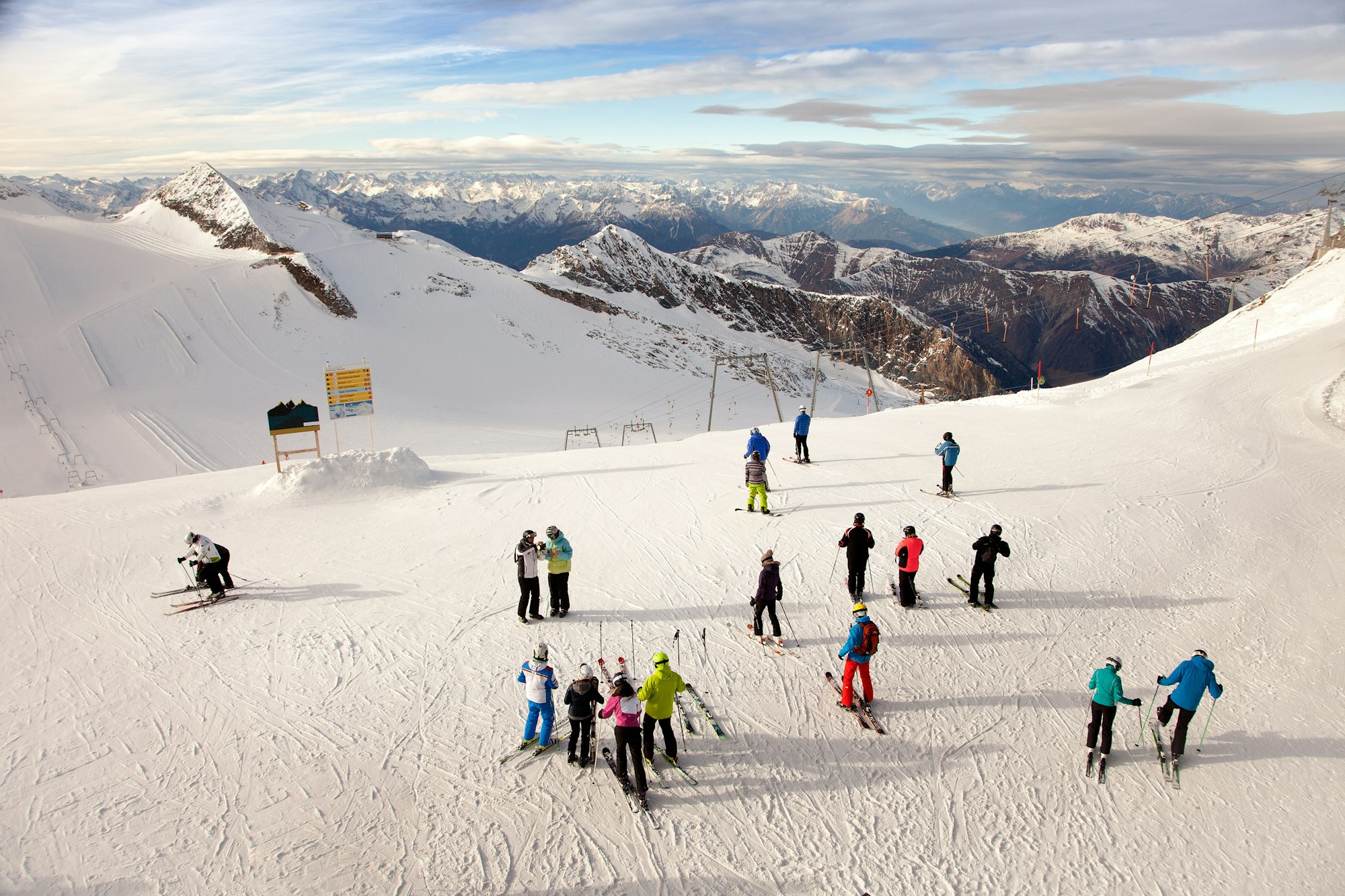 Skiers on slope at Hintertux Glacier, Austria