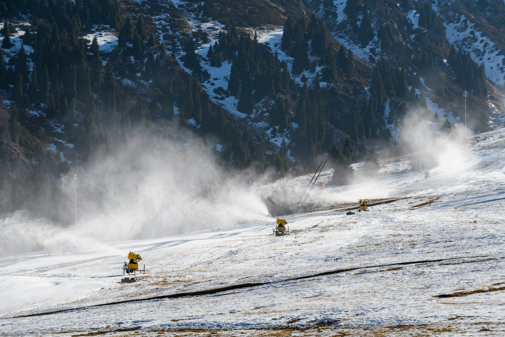 Snowmakers on mountain