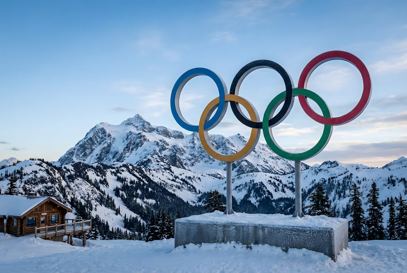 Olympic rings in the mountains