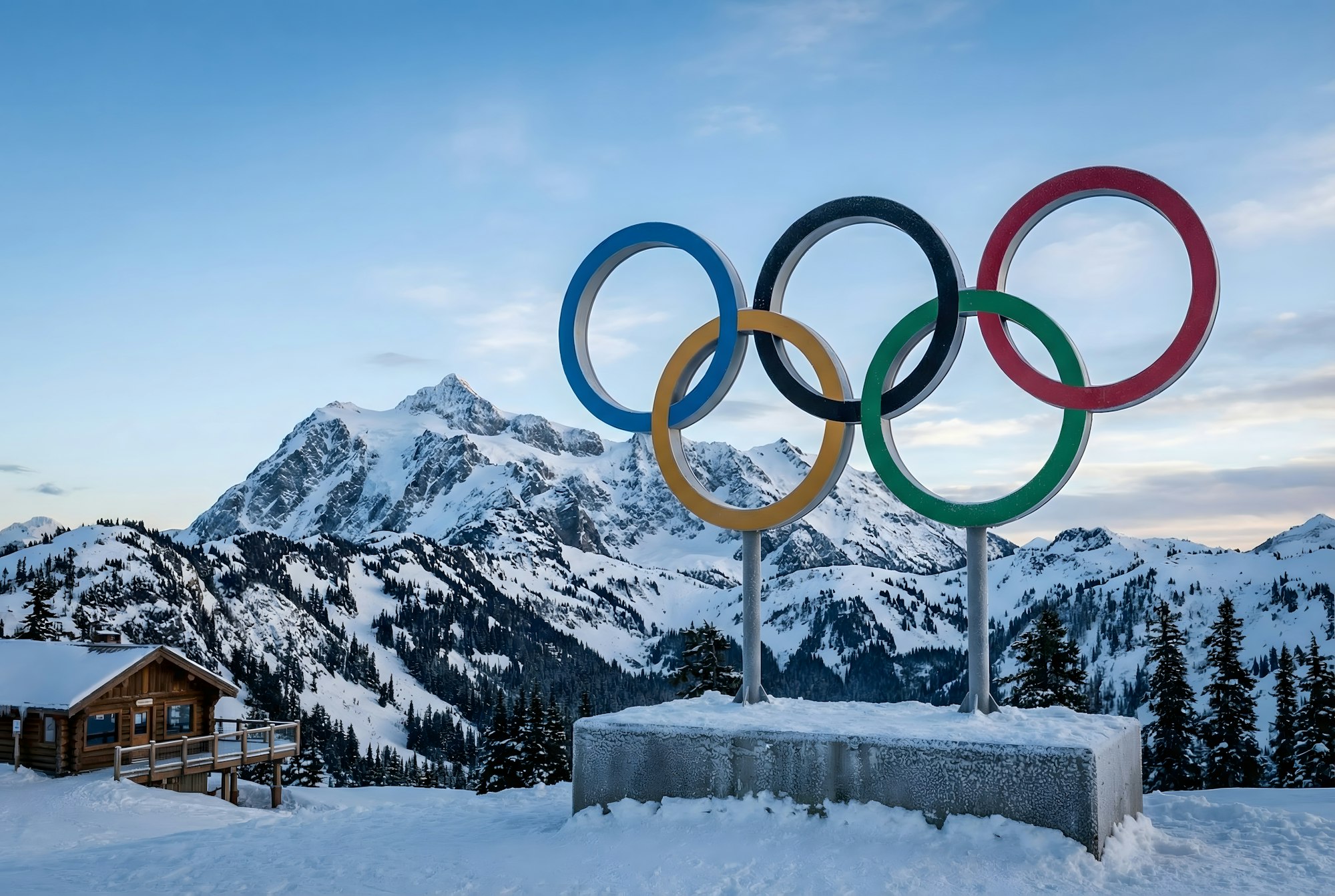 Olympic rings in the mountains