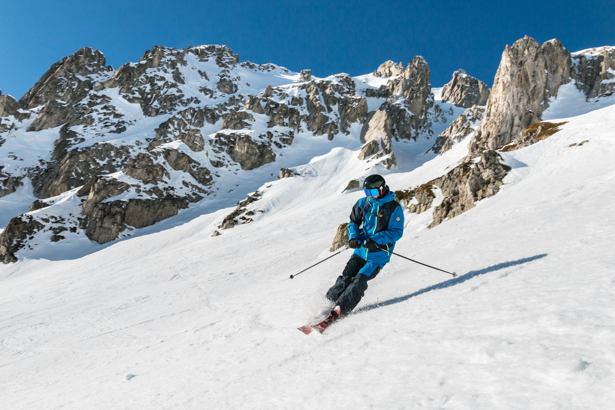 Skier in, Valmorel, Tarentaise Valley, French Alps