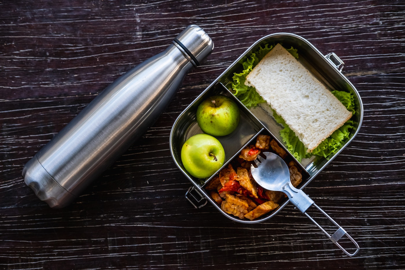 Reusable water bottle and lunch container