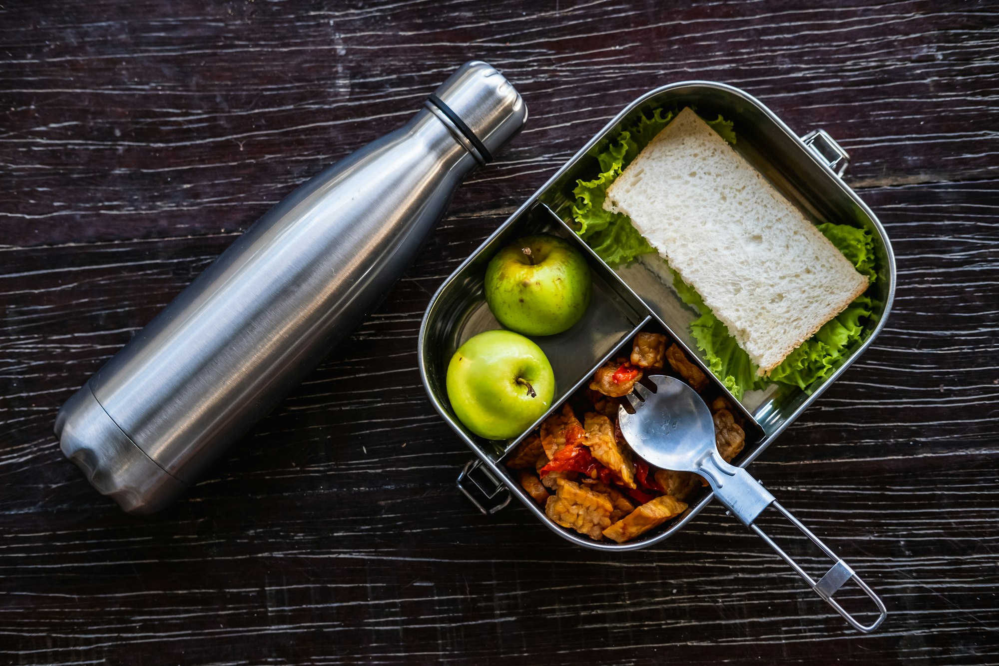 Reusable water bottle and lunch container