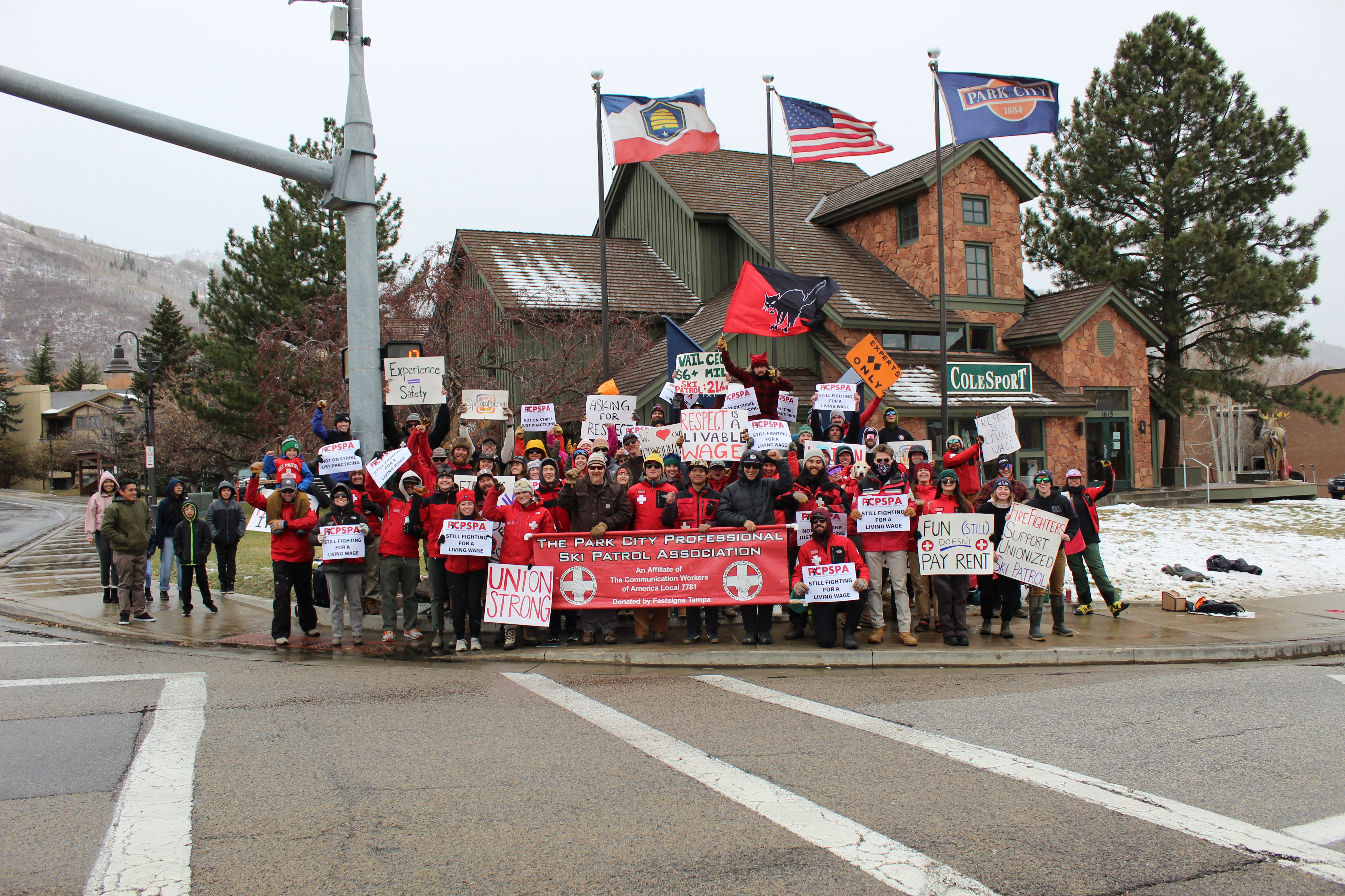 Park City Professional Ski Patrol Association at a protests against unfair labor practices.