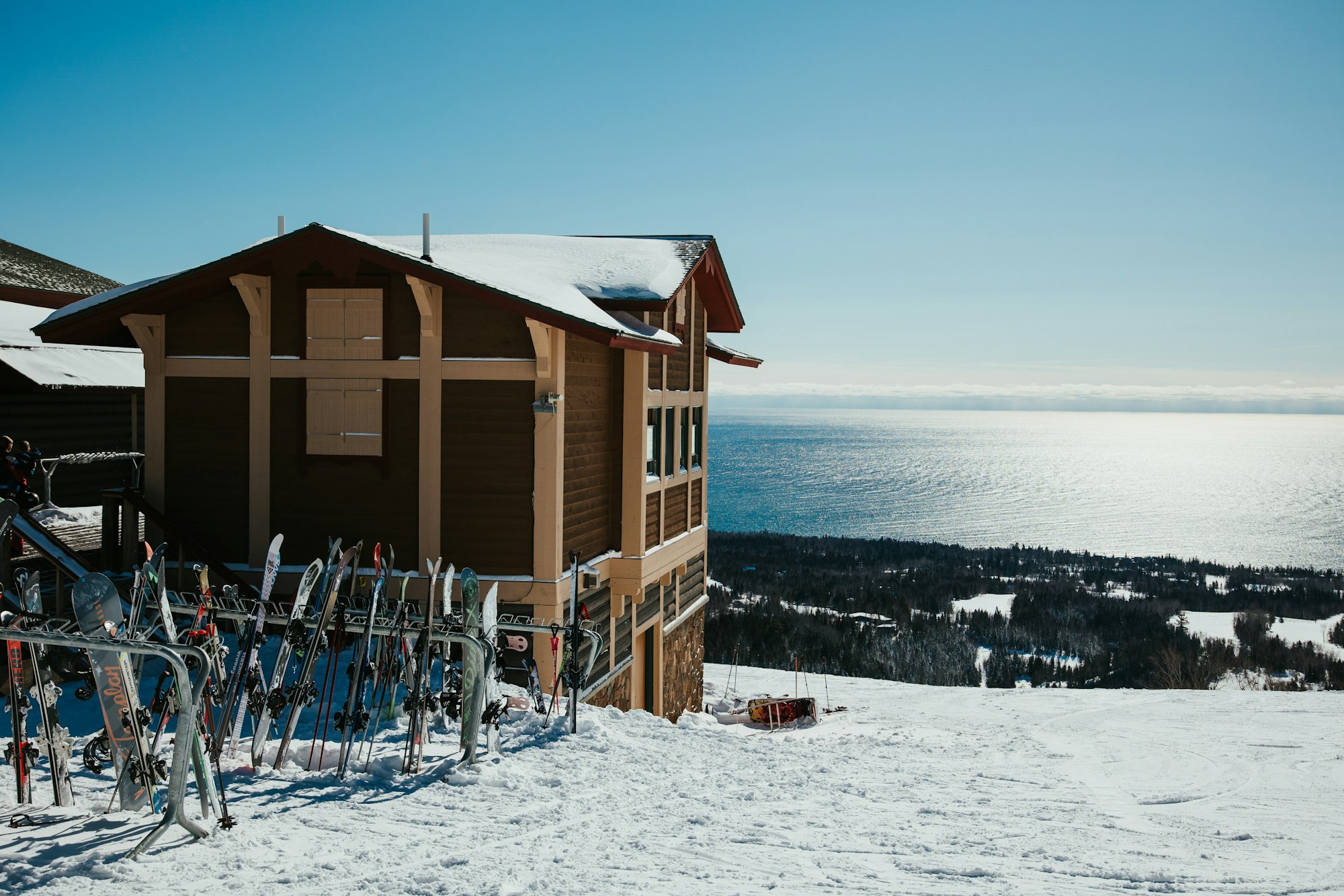 Lutsen Mountain with view of Lake Superior in the background