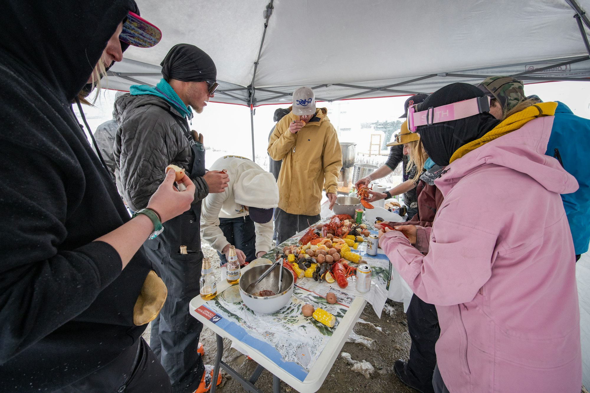 Just a casual lobster boil while tailgating at Arapahoe Basin, Colorado.