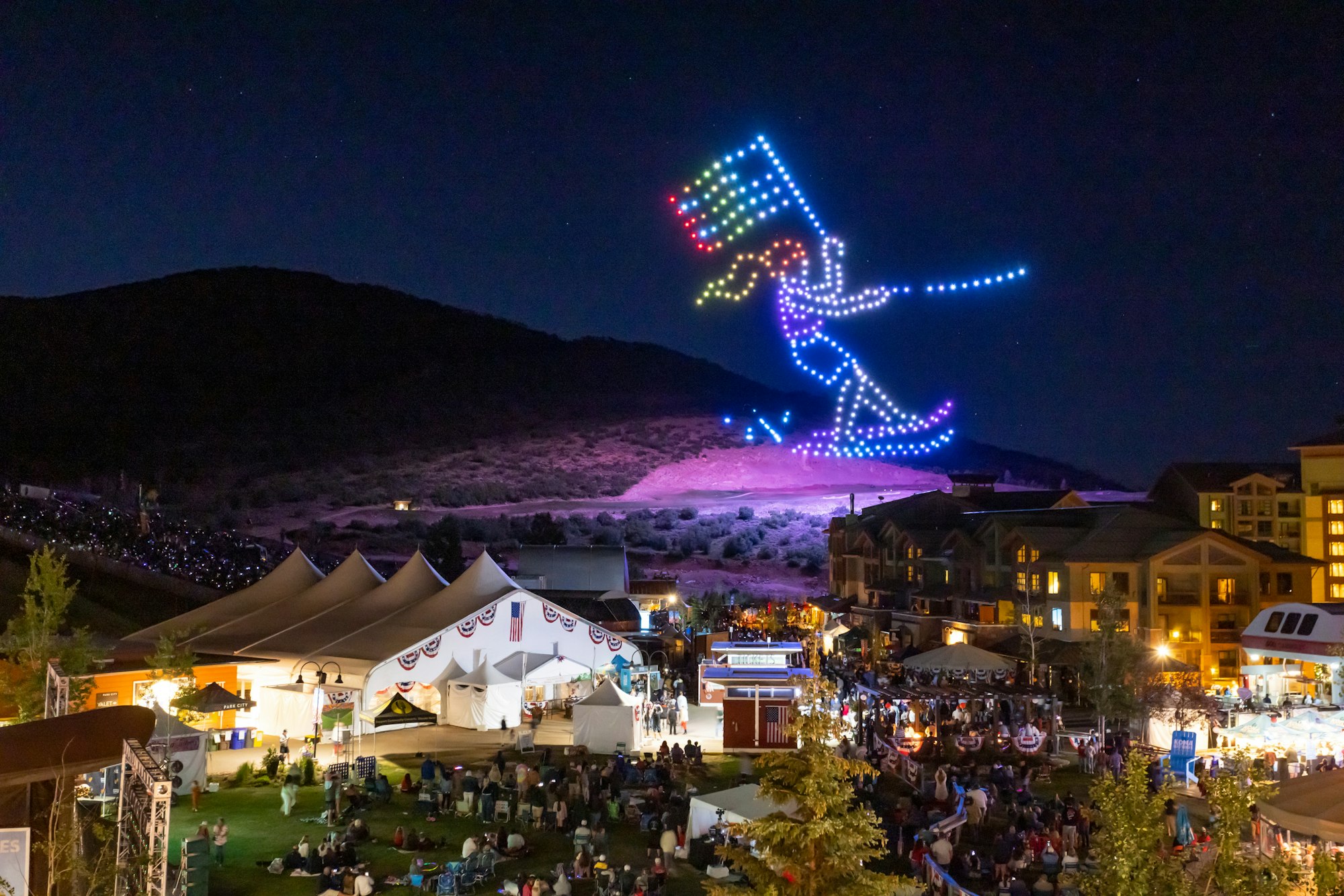 Ever seen a drone skier? Well here's one at a drone show at Park City Resort, Utah.