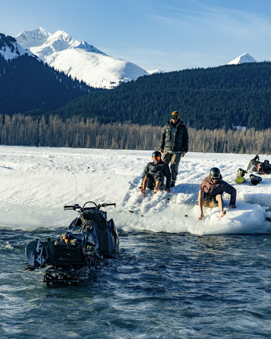 Mission save the soggy snowmobile.
