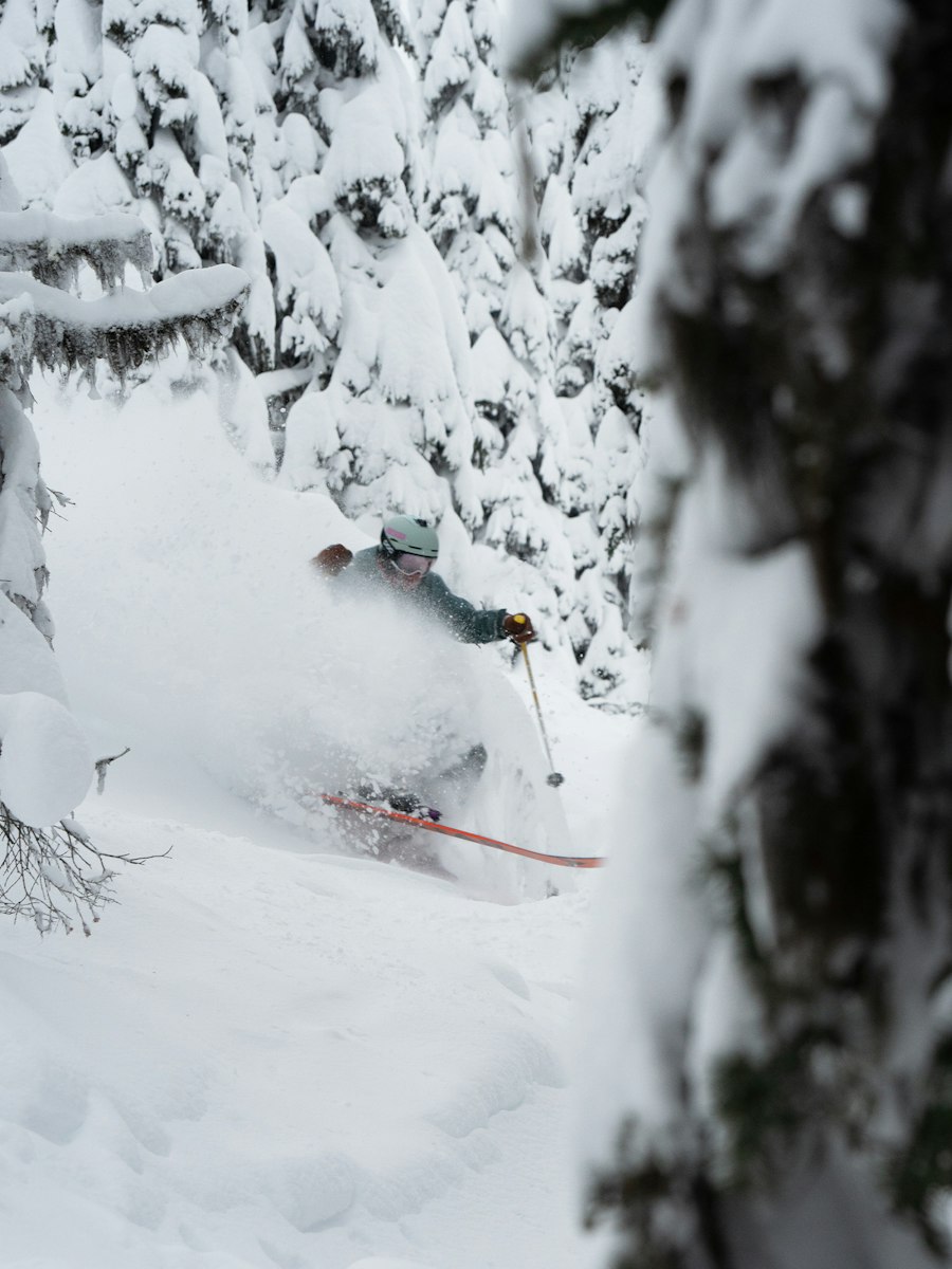 Skiing powder at Whitewater Mountain Resort British Columbia Canada