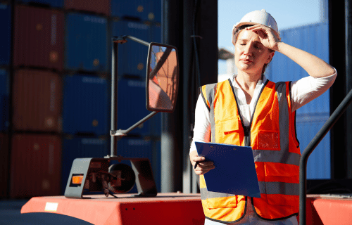 Construction worker experiencing heat stress