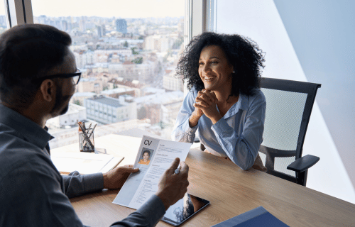 woman being interviewed for a job