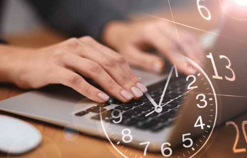employee tracking their time for work