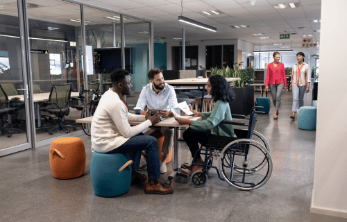 lady in wheelchair at work