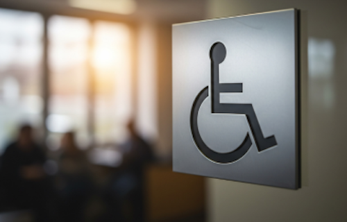 Disability access signage in an office