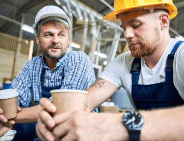 Two employees taking a coffee break