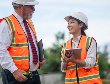 An inspector and supervisor during a worksite inspection