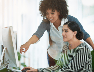 Probationary employee being trained at work.