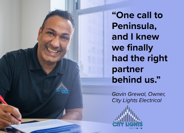 Gavin Grewal of City Lights Electrical sharing a testimonial about Peninsula Canada