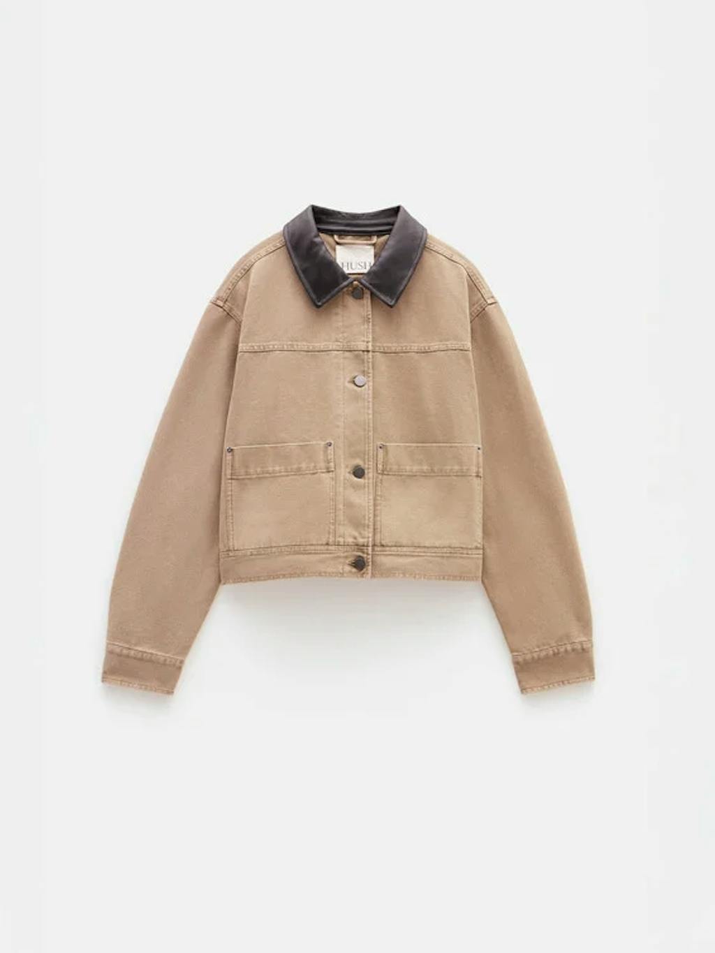 Leather Collar Cropped Jacket Leather Collar Cropped Jacket