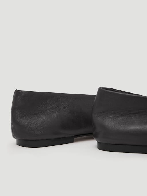 Asymmetric Leather Ballet Flats