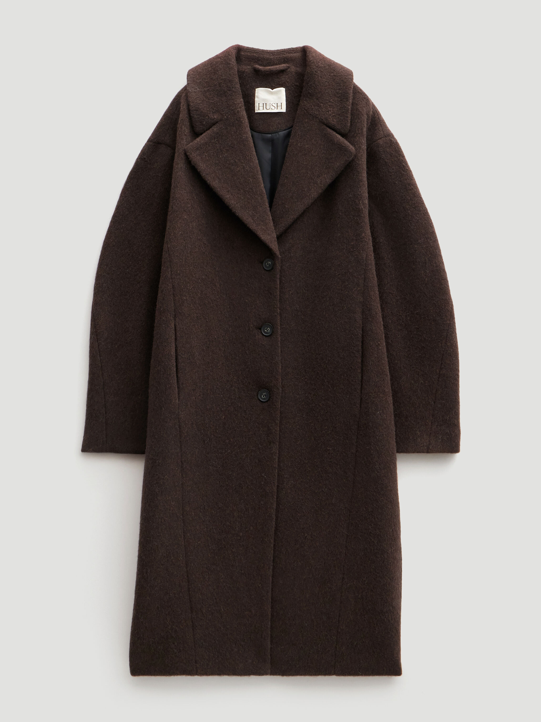 Hailey Italian Wool Cocoon Coat | Dark Brown | hush
