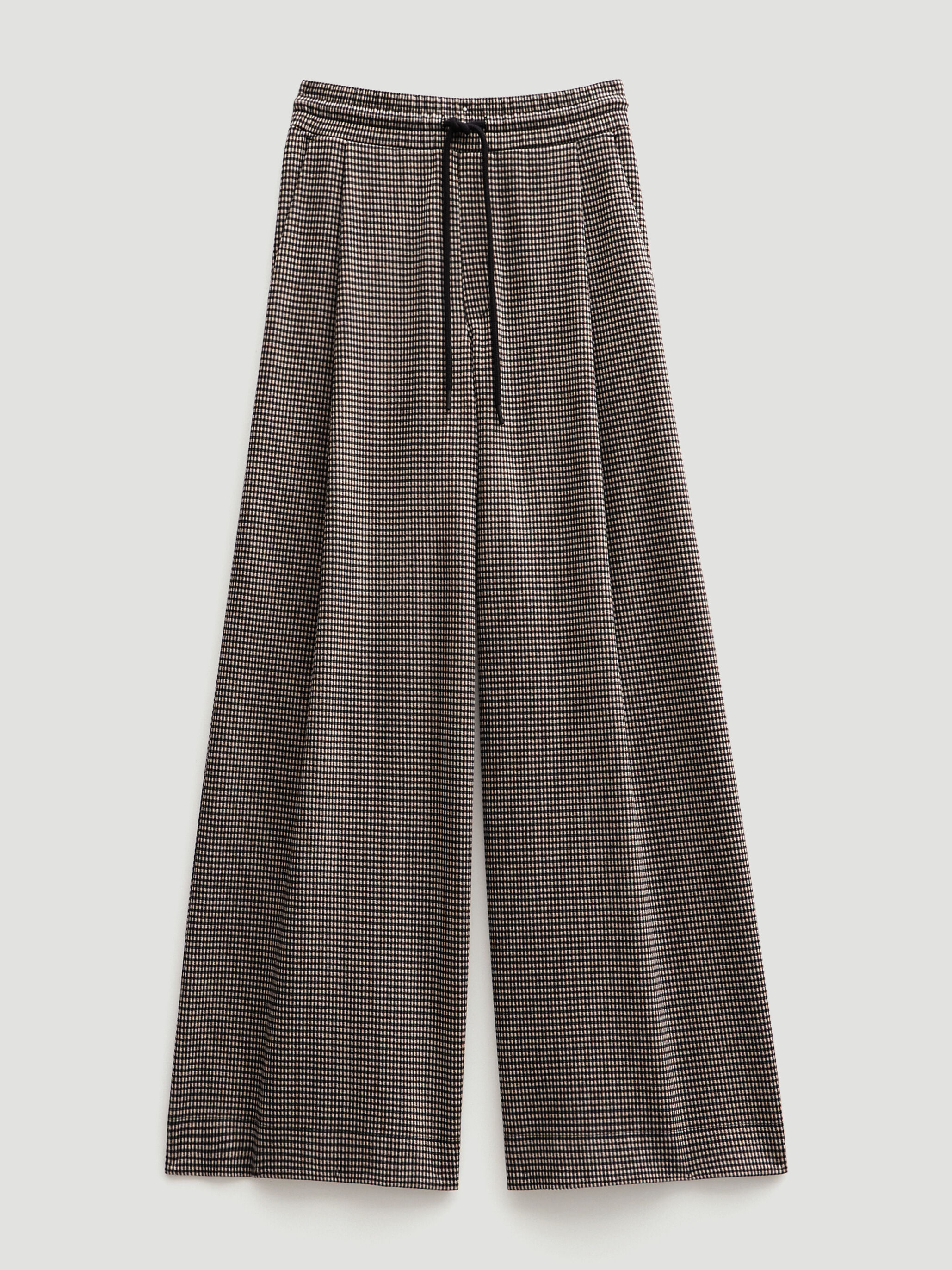 Check Wide Leg Jersey Trousers