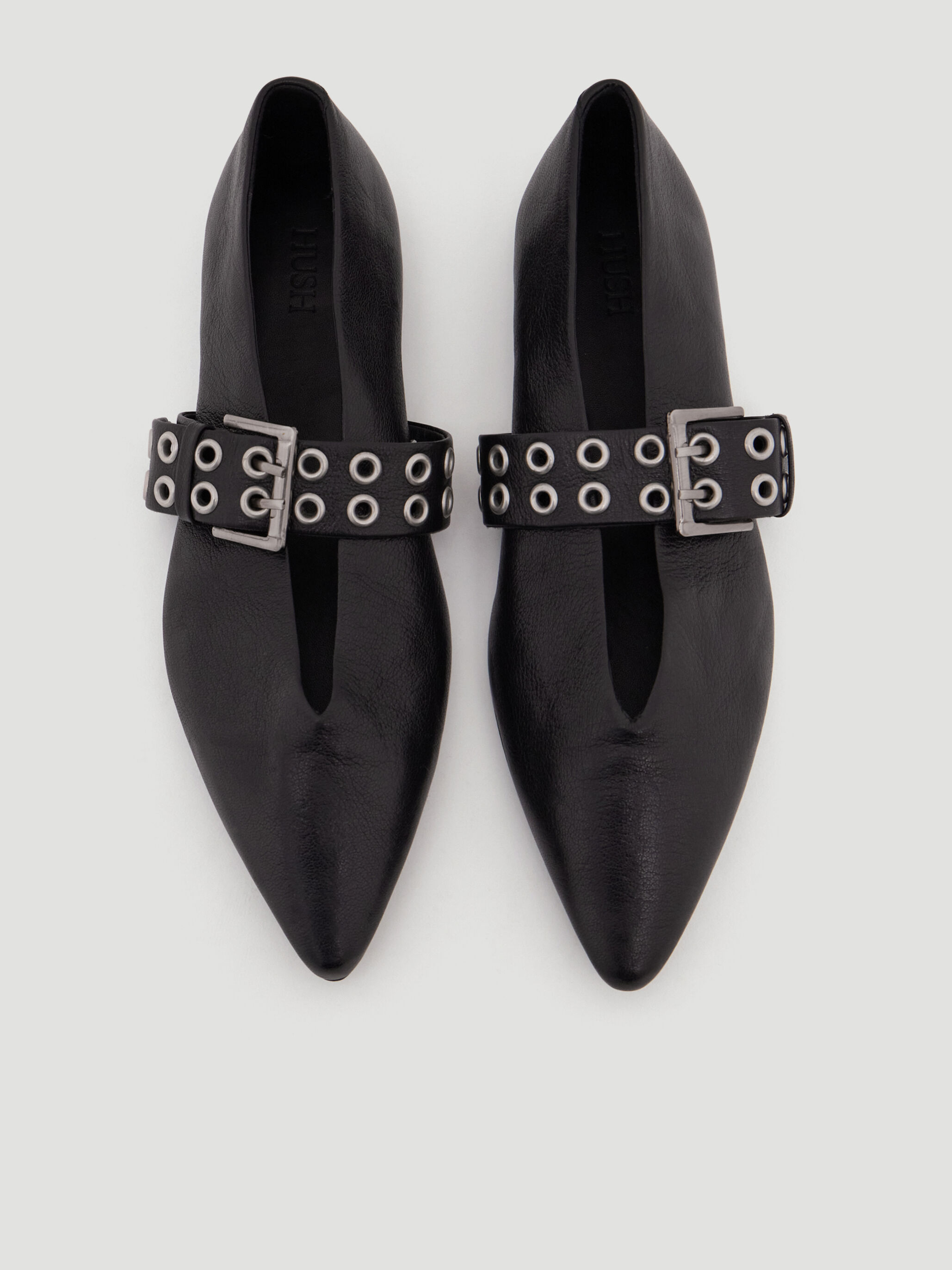Buckled Leather Ballerina Flats