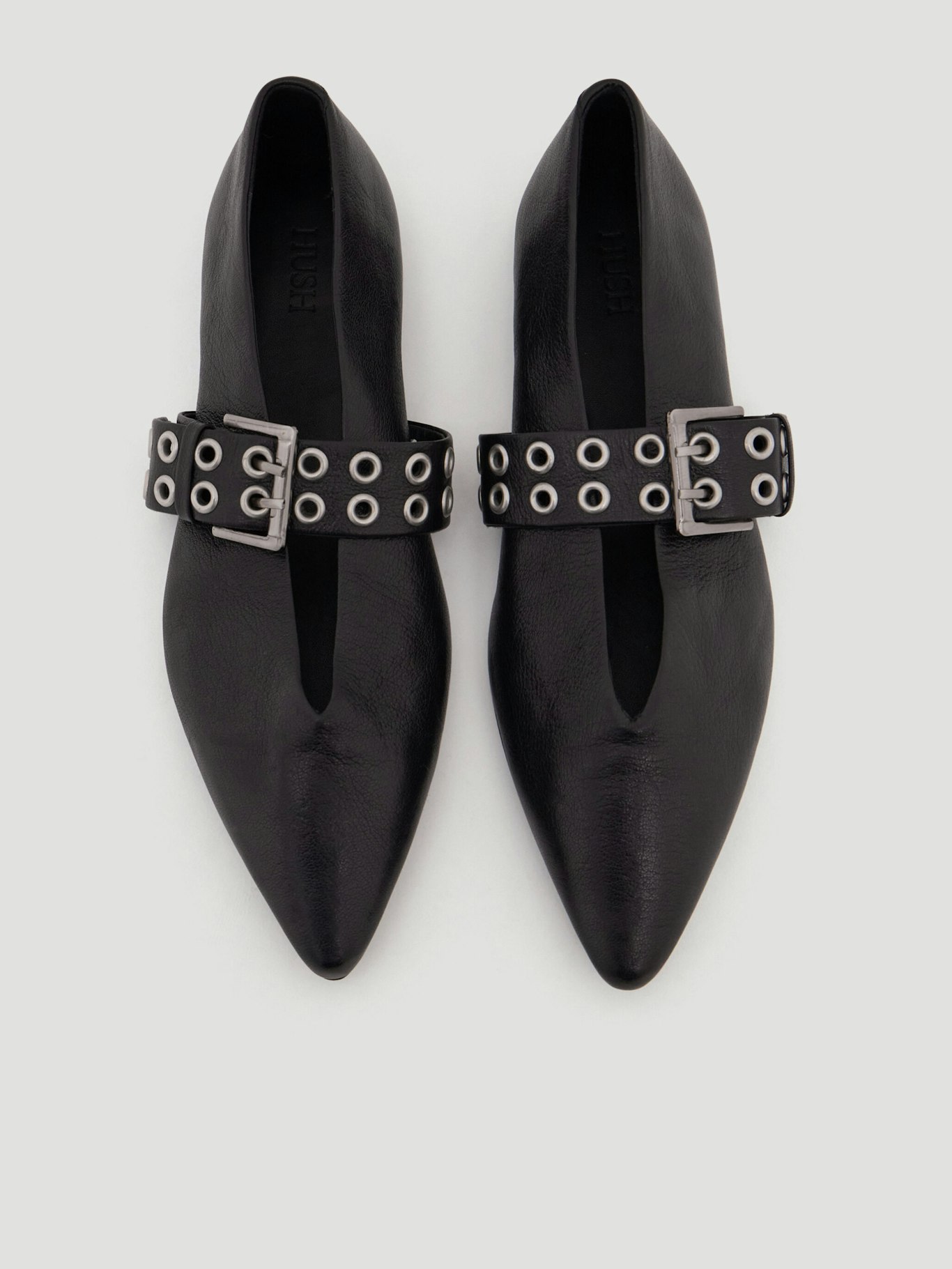 014020-0456-02 Buckled Leather Ballerina Flats