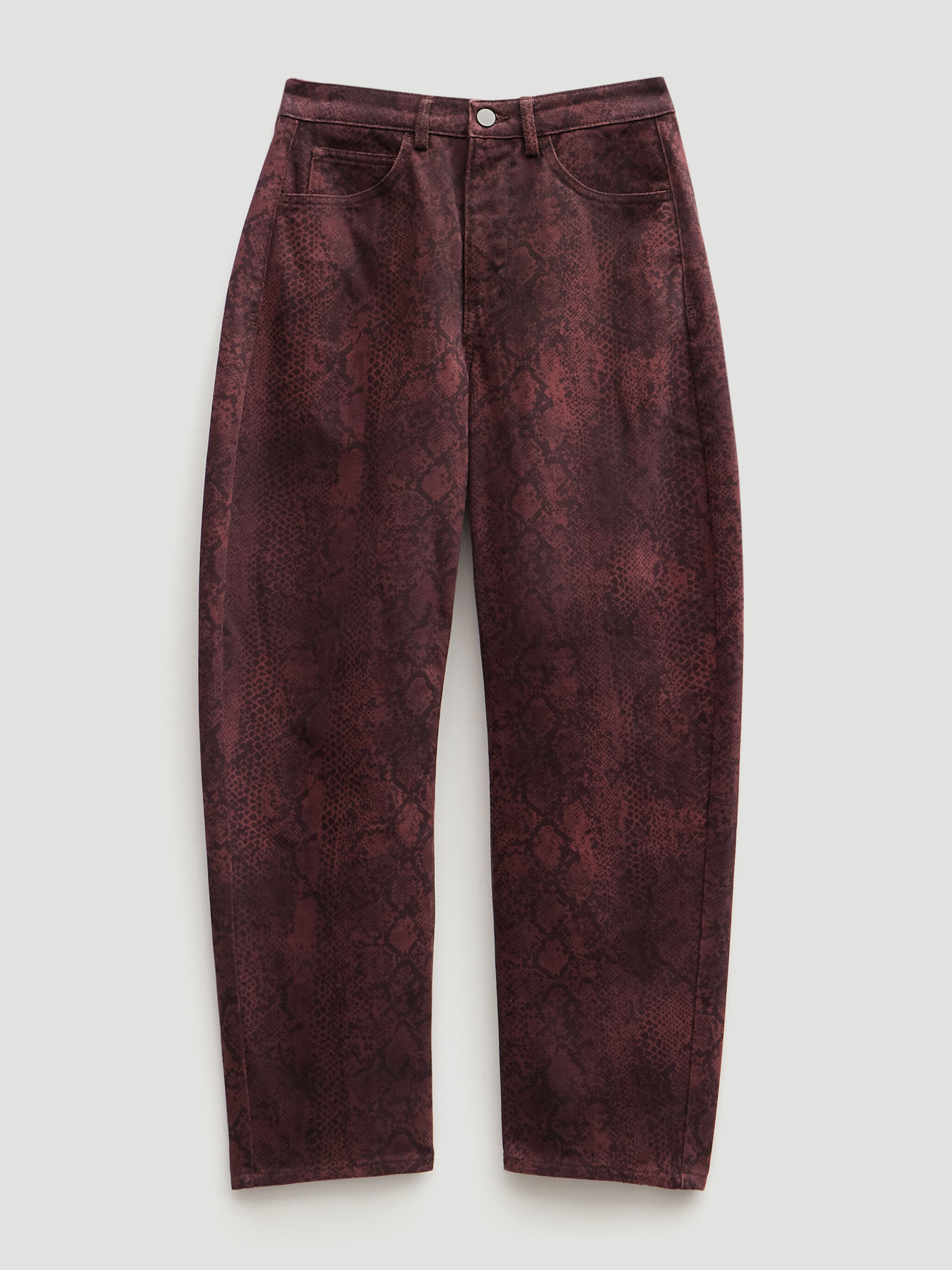 Cordelia Barrel Leg Snake Print Jeans