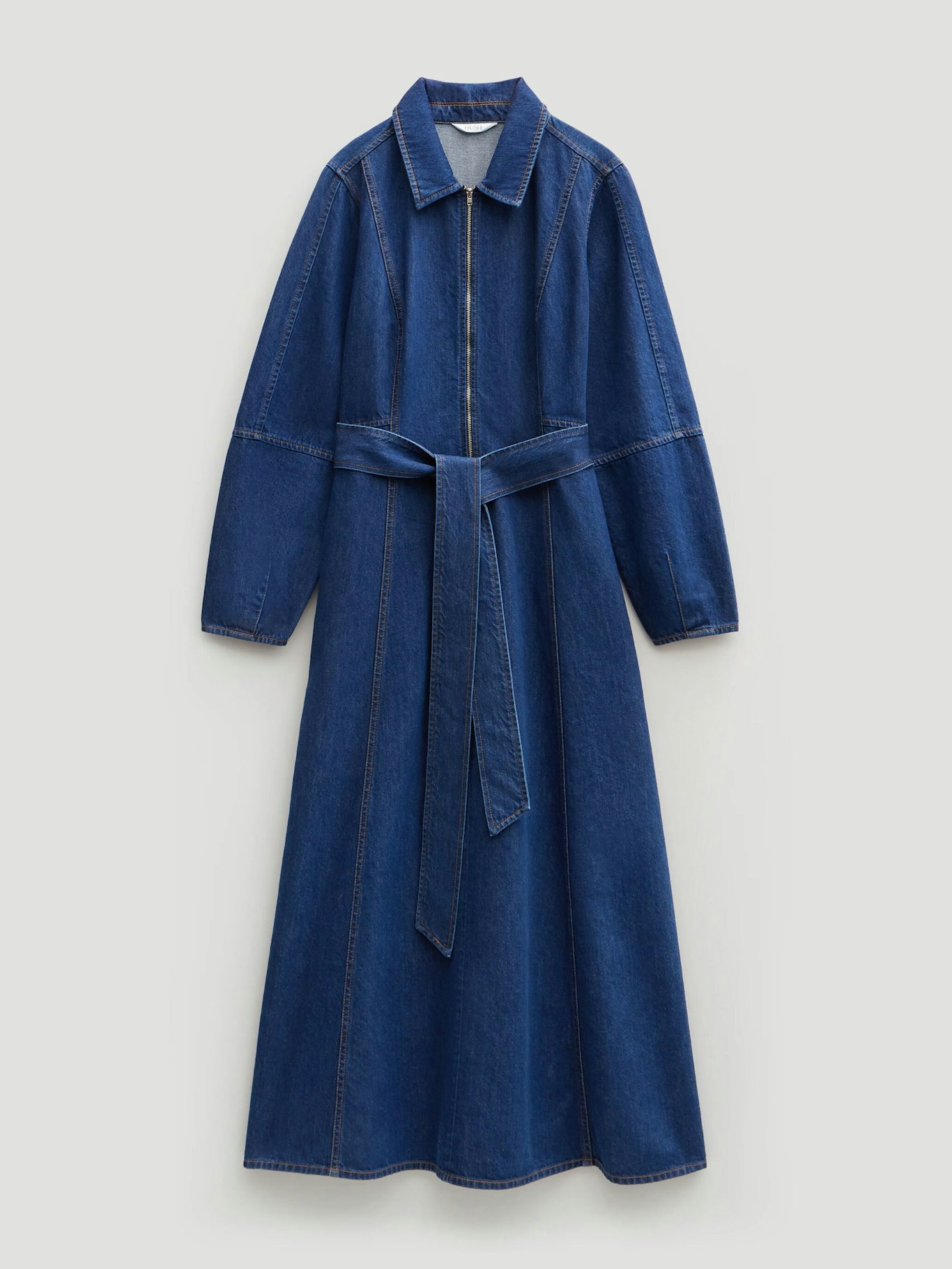 013882-2797-07 Long Sleeve Denim Tie Waist Dress