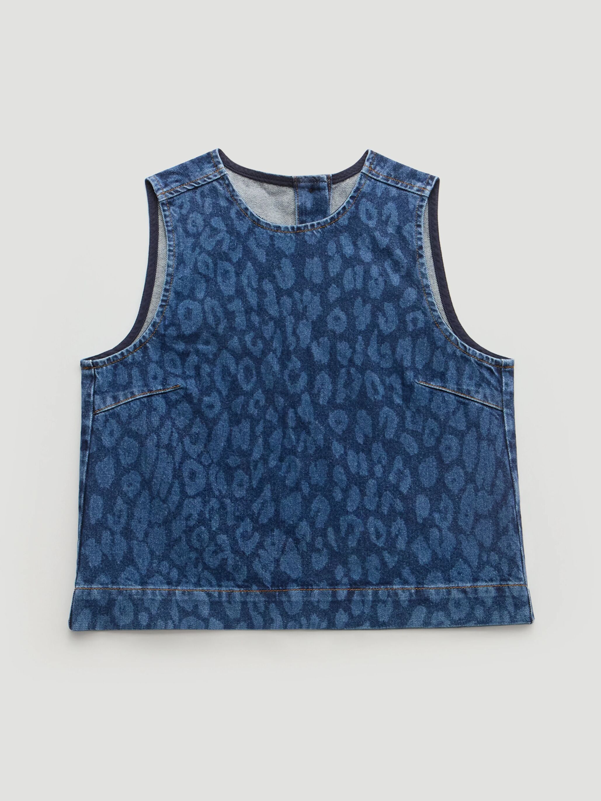 Valerie Leopard Print Denim Shell Top