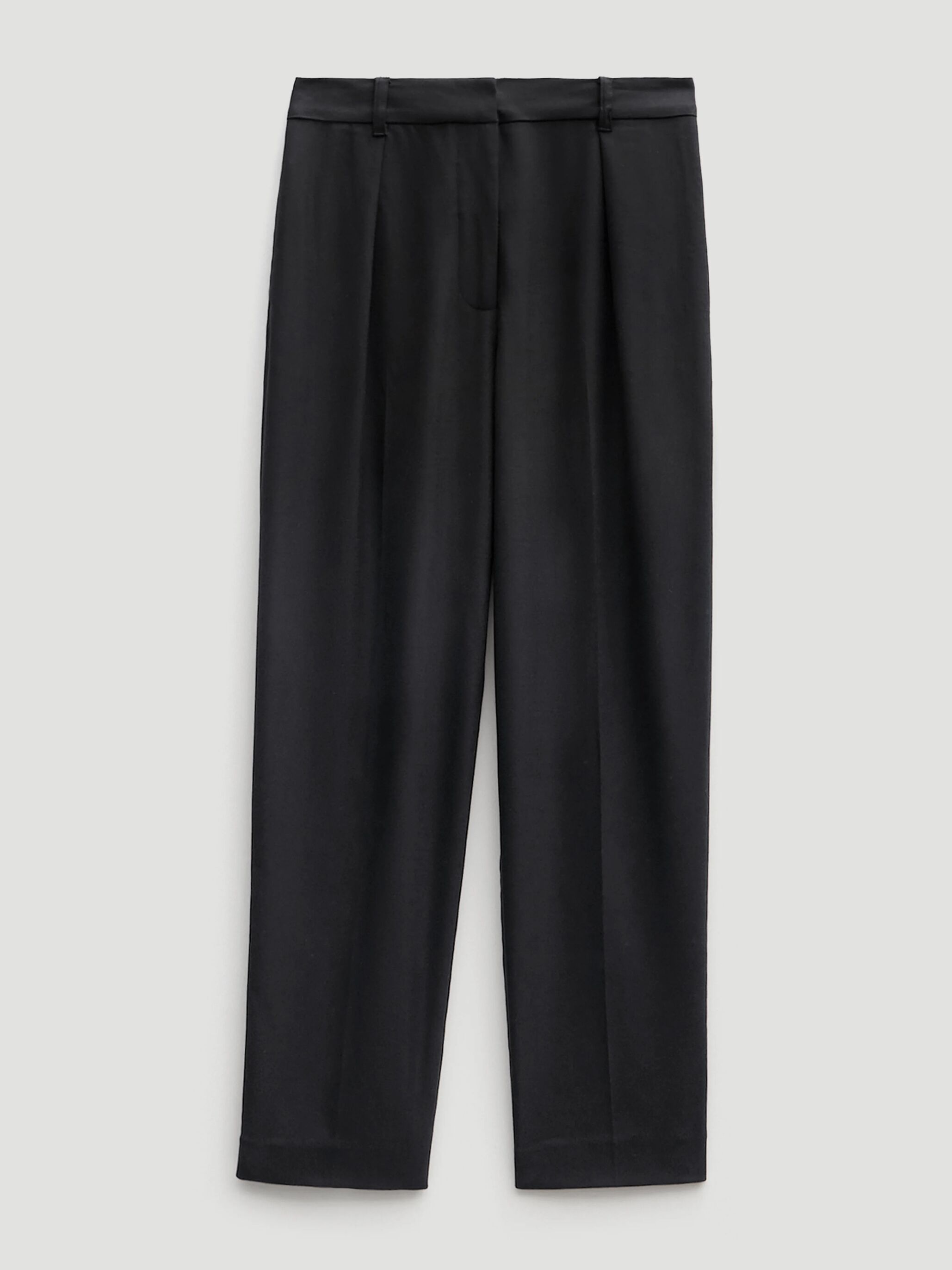 Tapered Leg Wool Blend Trousers