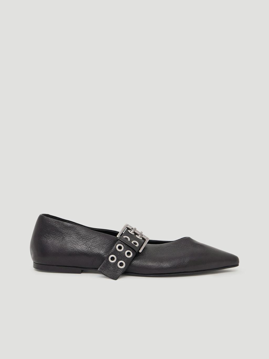 014020-0456-01 Buckled Leather Ballerina Flats