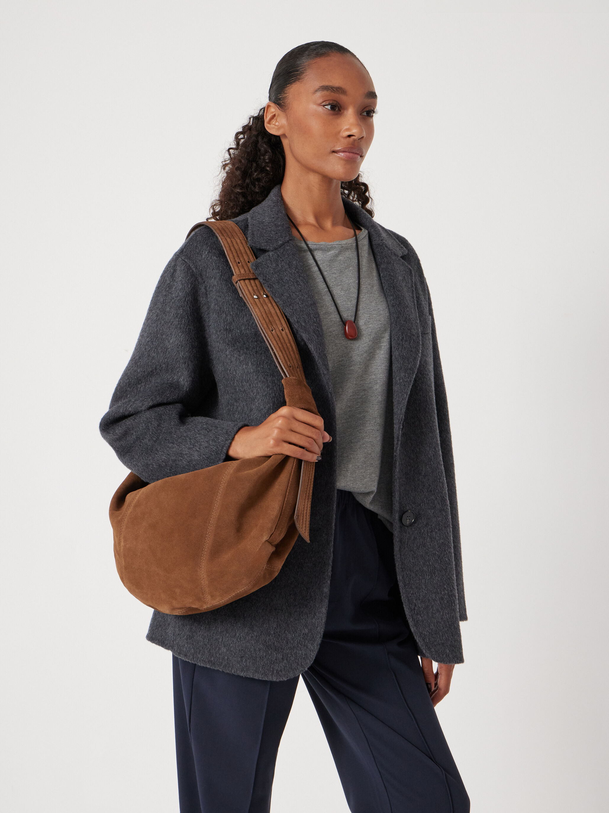 Oversized Suede Crescent Bag