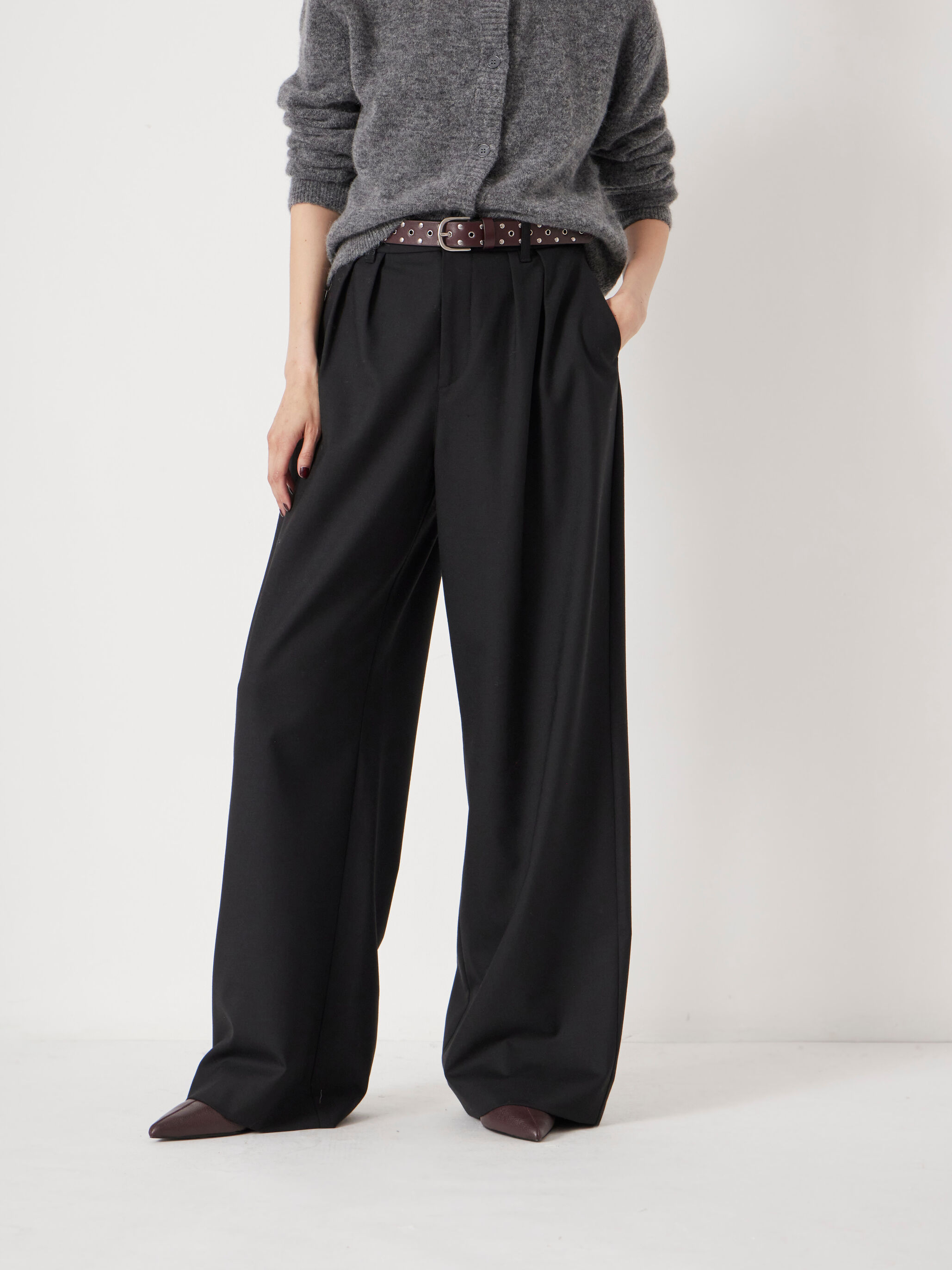Lya Wool Blend Wide Leg Trousers