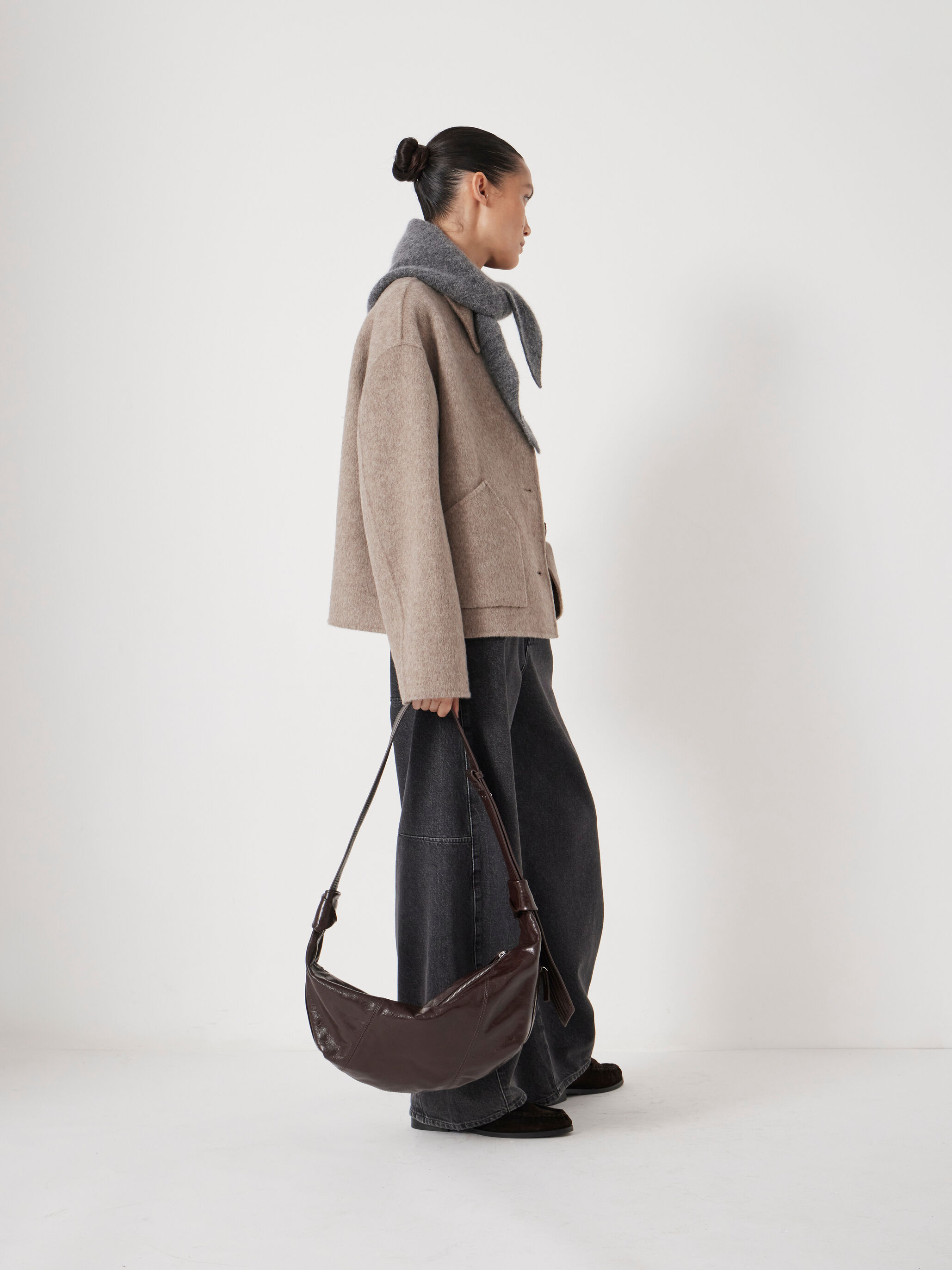 Oversized Leather Crescent Bag