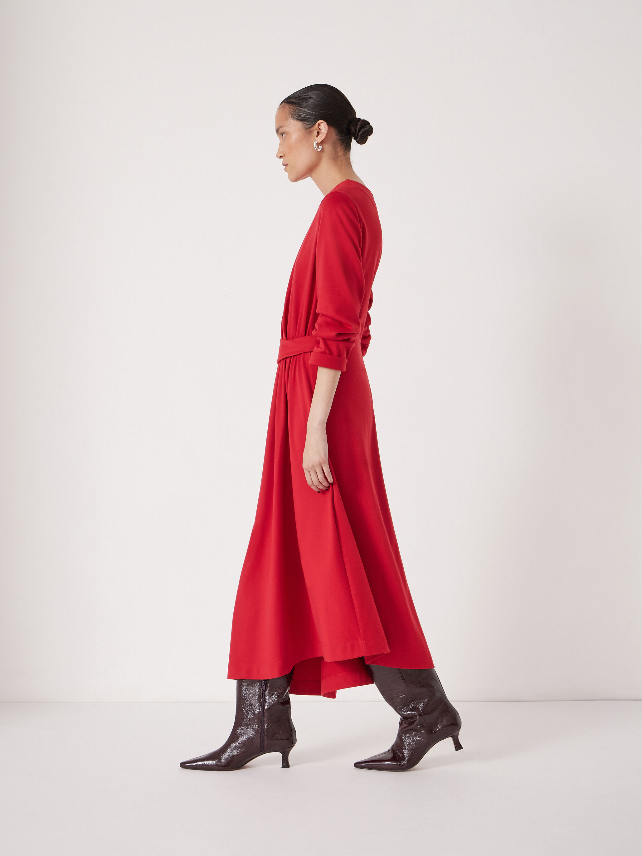 Asymmetric Hem Jersey Dress