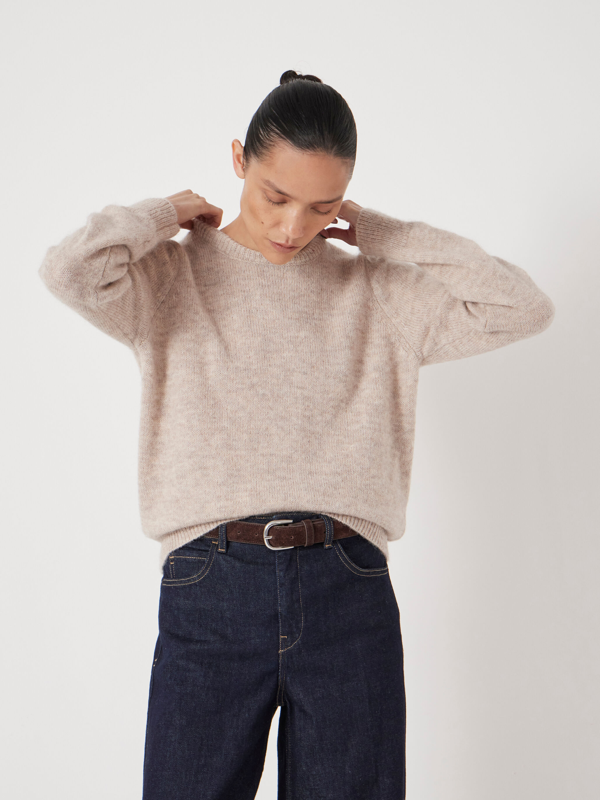 Gathered Shoulder Wool Blend Jumper