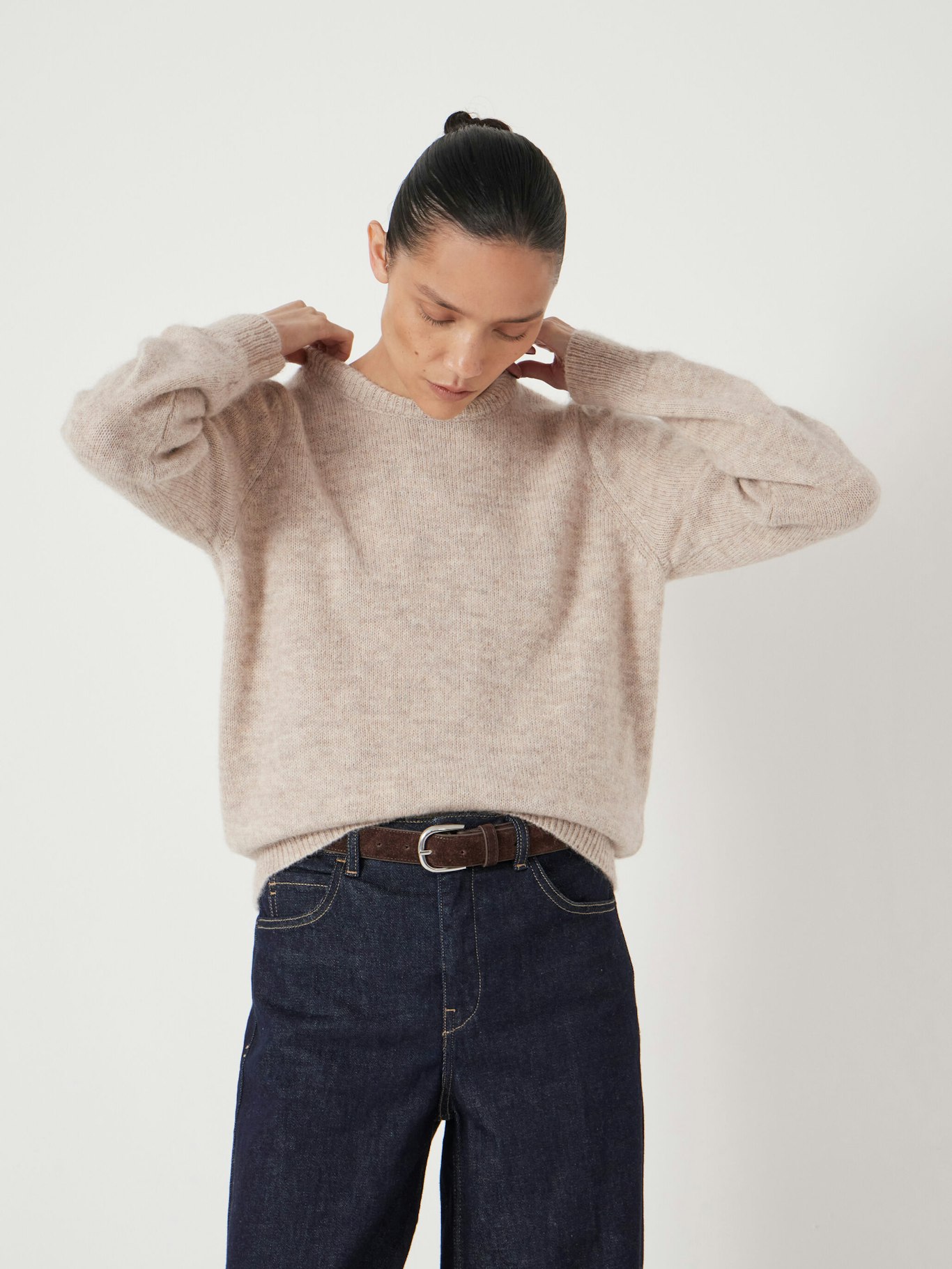 014185-0003-03 Gathered Shoulder Wool Blend Jumper