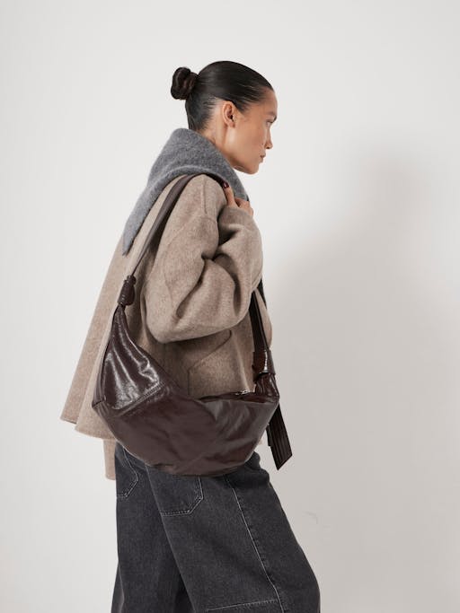 Oversized Leather Crescent Bag