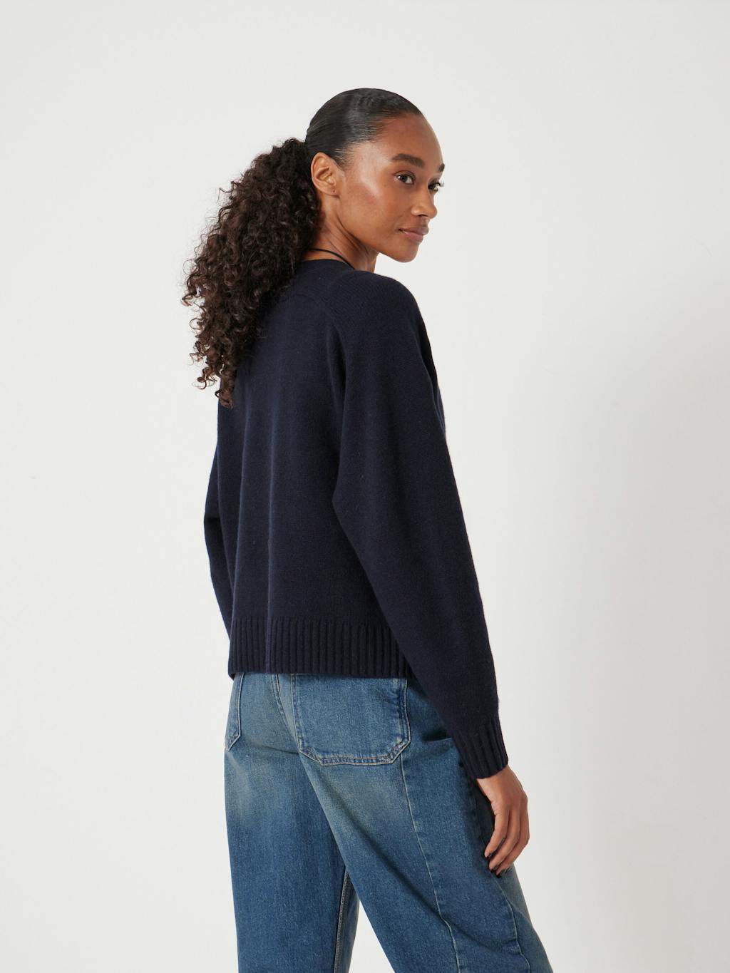 012975-1677-04 Daisy Merino Wool V Neck Cardigan