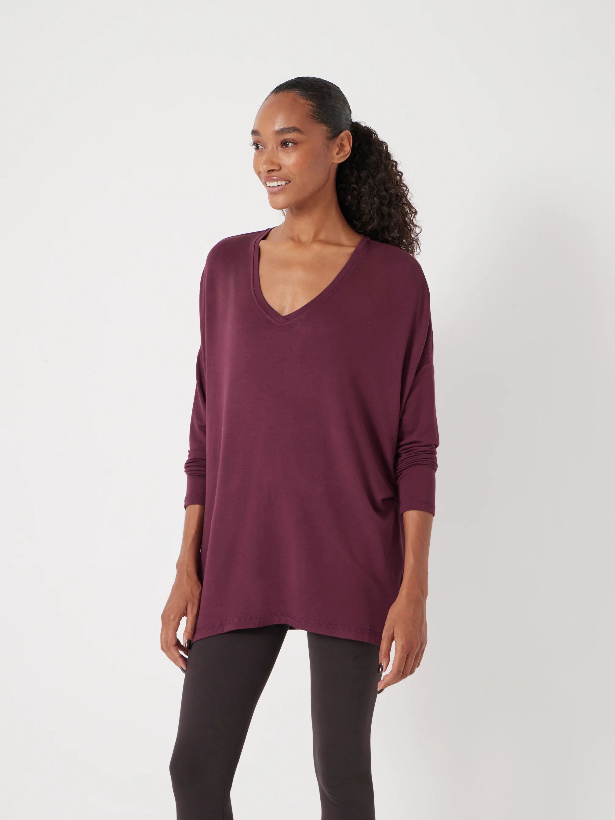 Gillian Wide Jersey V Neck Top
