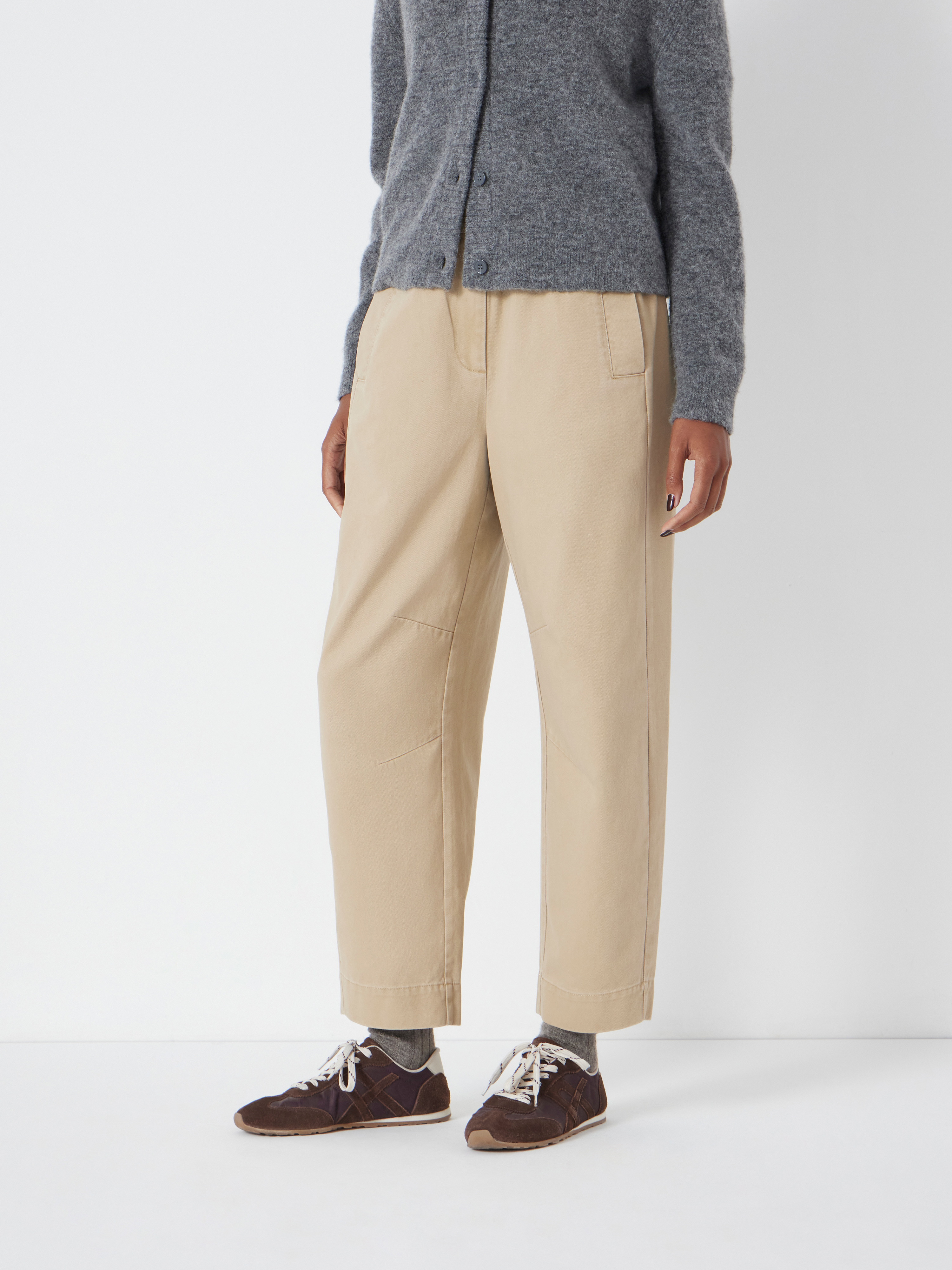 Jack Barrel Leg Pull On Cotton Trousers