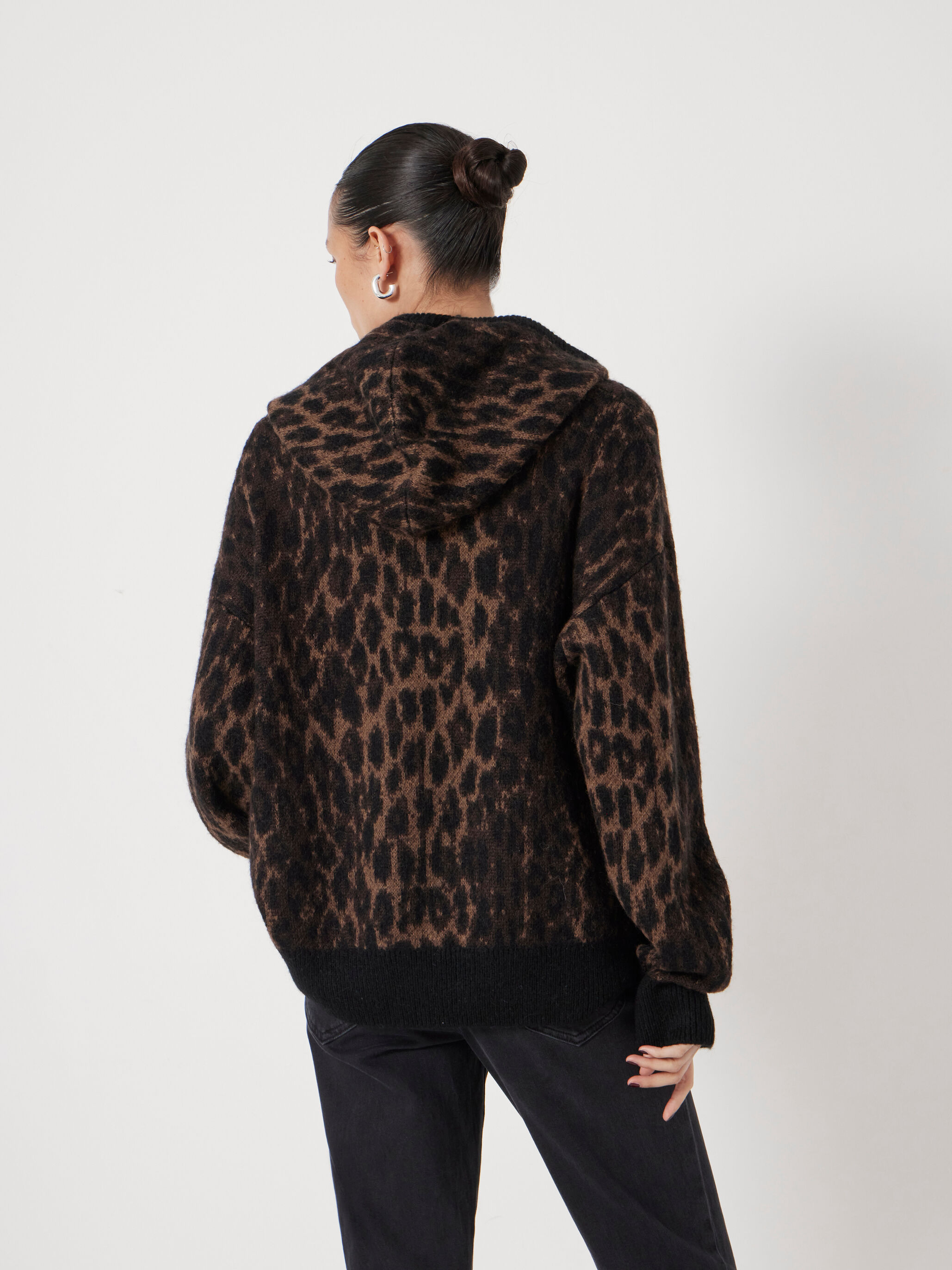 Animal Jacquard Hoodie with Mohair