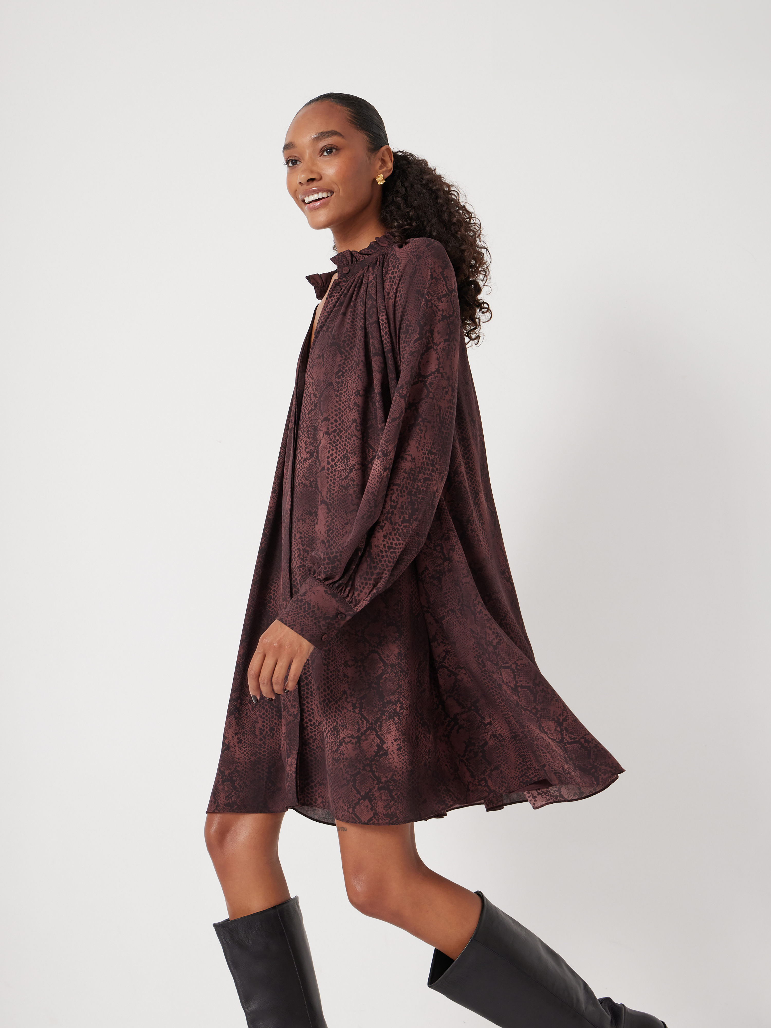 Printed Chiffon Mini Dress