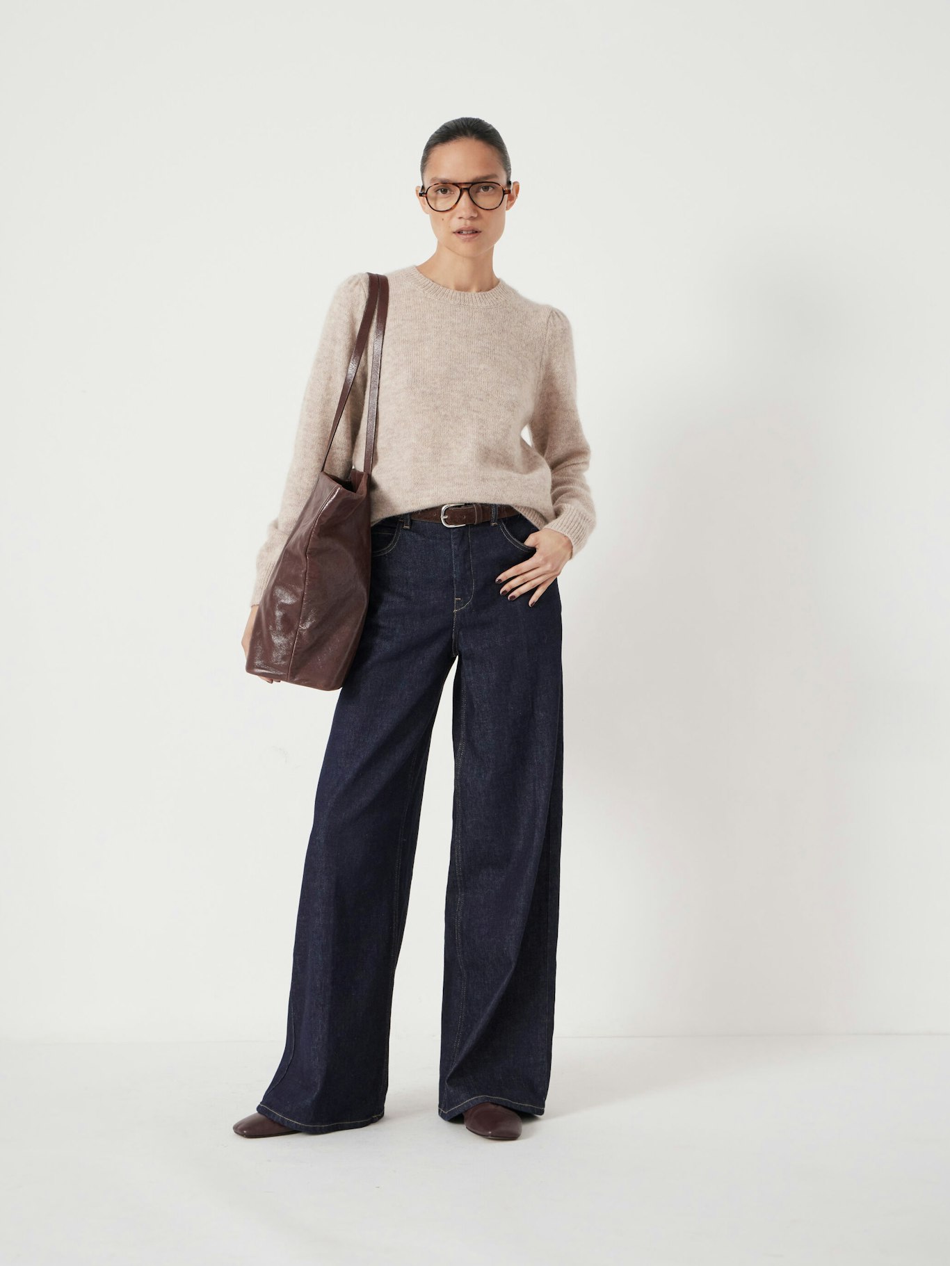 014185-0003-02 Gathered Shoulder Wool Blend Jumper