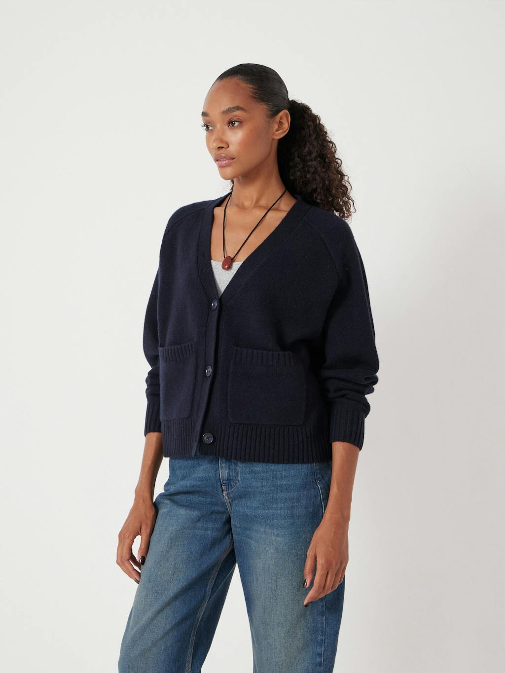 012975-1677-02 Daisy Merino Wool V Neck Cardigan