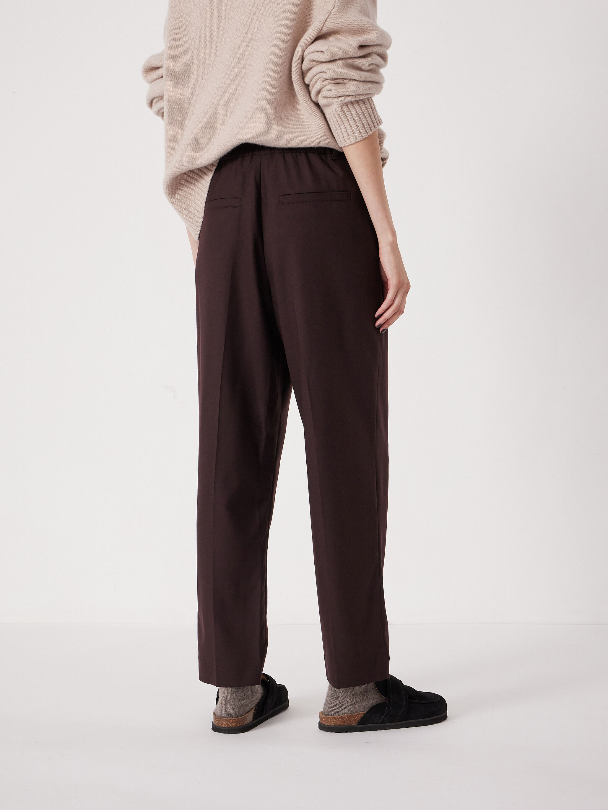 Tapered Leg Wool Blend Trousers