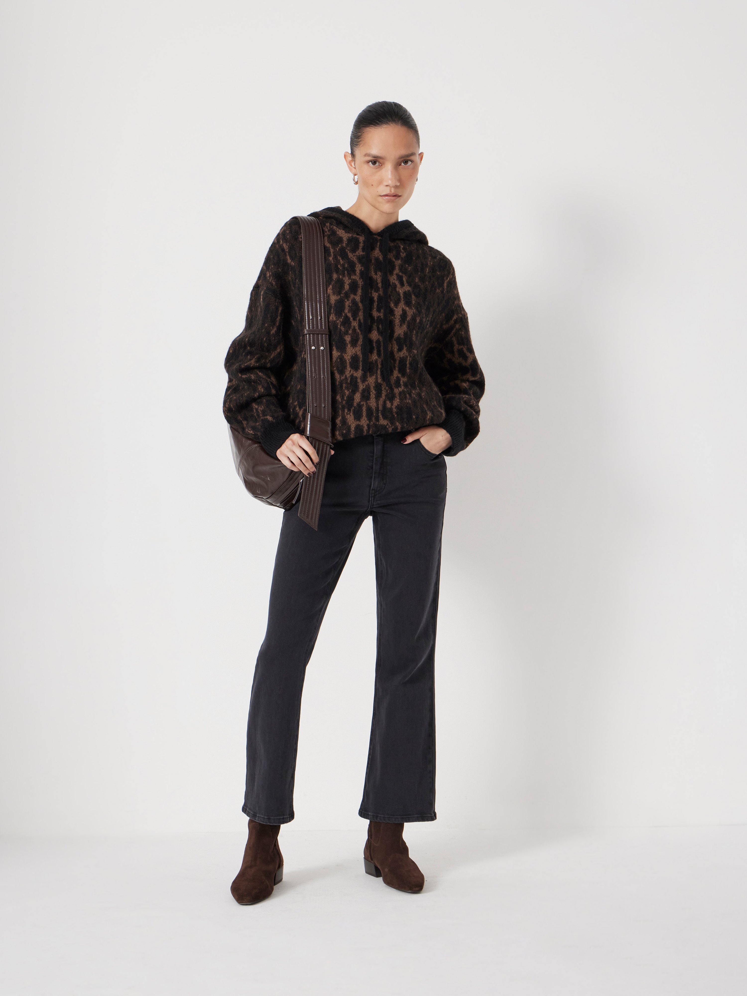 Animal Jacquard Hoodie with Mohair